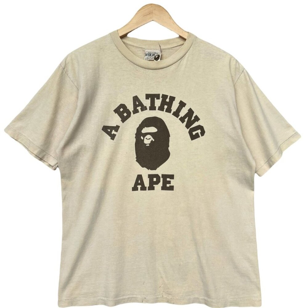 Mens Vintage Bathing Ape Cream Graphic Top